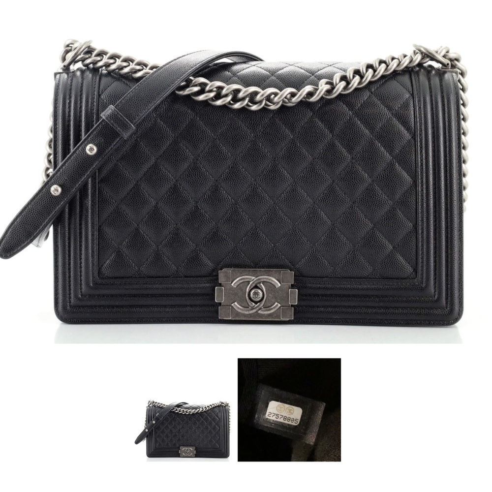 Chanel Boy Flap Bag Quilted Caviar New Medium Black